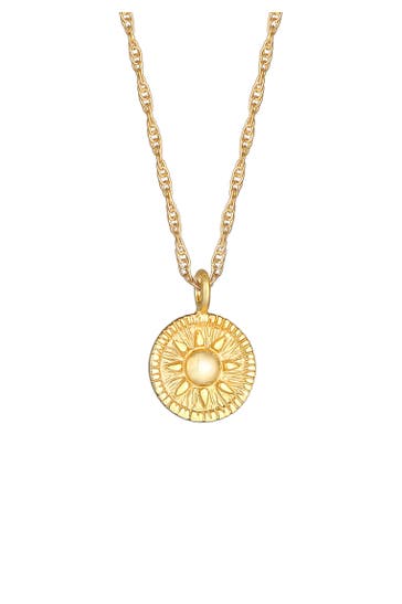 ELLI Kette Sonne Antik Coin Rund Kordelkette 925er Silber Gold
