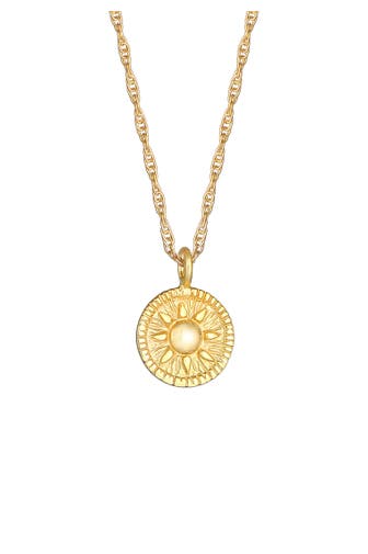 ELLI Kette Sonne Antik Coin Rund Kordelkette 925er Silber Gold