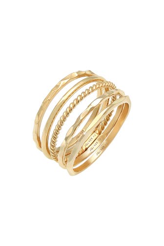 ELLI Ring Stapelring Stacking Boho Set (5 tlg.) 925 Sterling Silber Gold