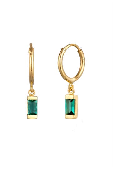 ELLI PREMIUM Ohrringe Creolen Synthetischer Smaragd Grün 925 Sterling Silber vergoldet Gold