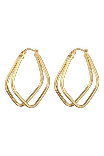 ELLI Ohrringe Creolen Damen Zweireihig Rechteck 925 Silber Gold