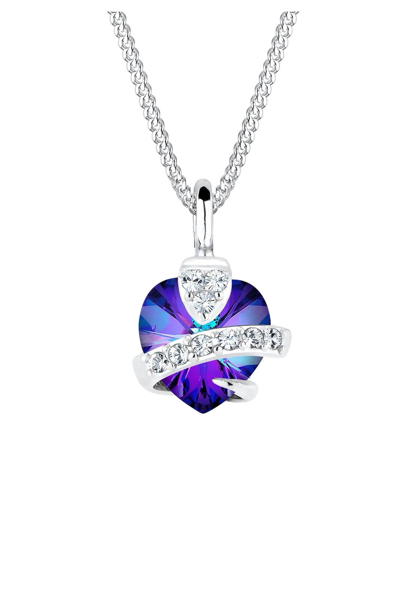 ELLI Kette Herz Glamourös 925 Silber, mit Kristallen von Swarovski® Violett, Bild 1