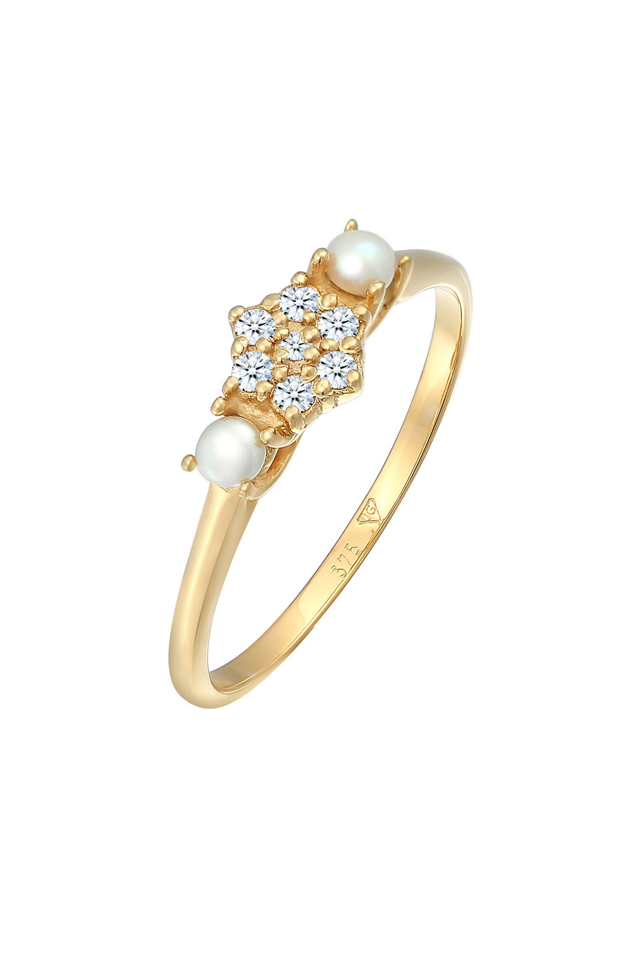 ELLI DIAMONDS Ring Diamant (0.095 ct.) Süßwasserperle 375 Gelbgold Gold, Bild 1