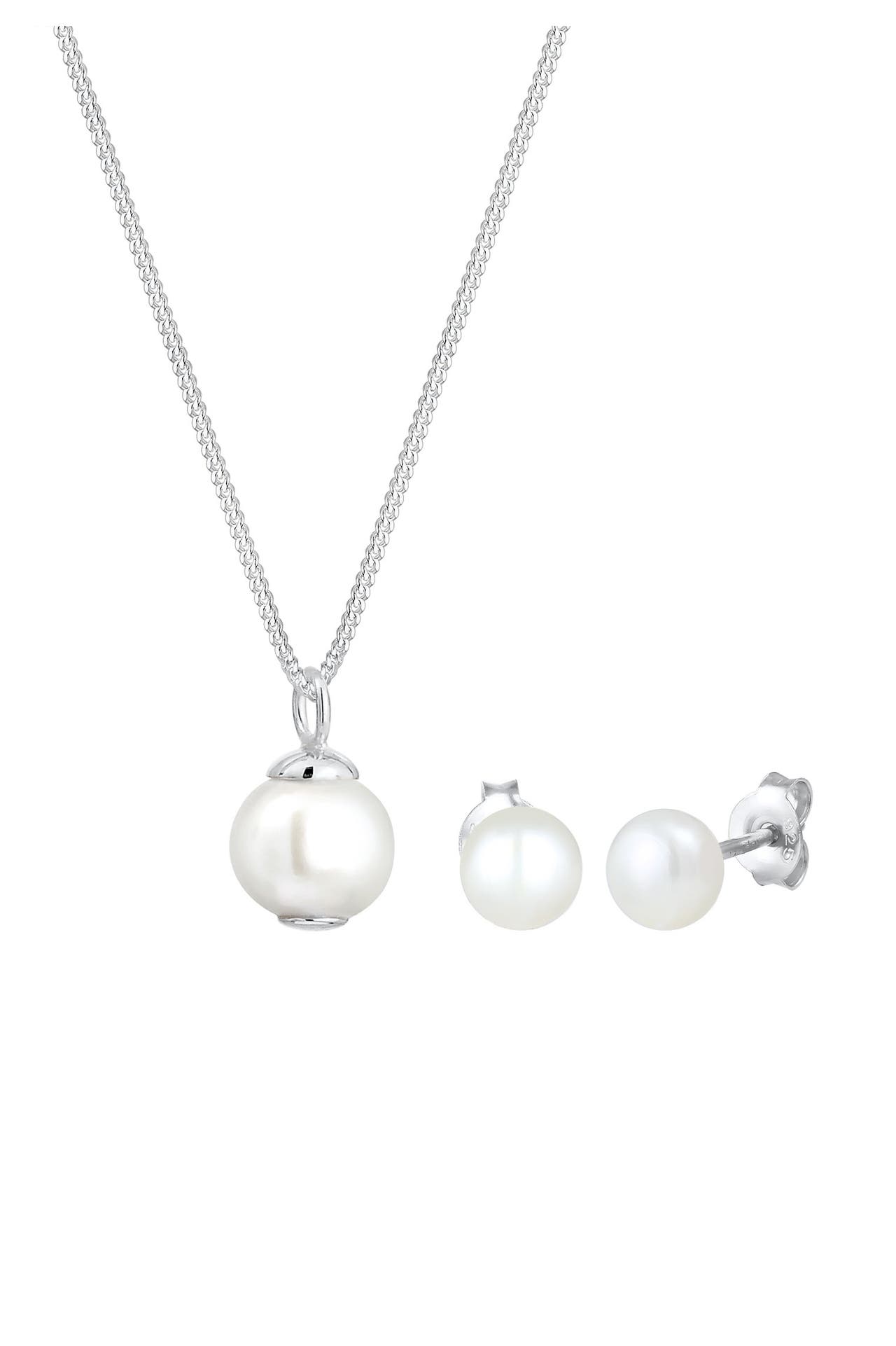 ELLI Schmuckset Süßwasserperlen Weiß 925 Sterling Silber Silber, Bild 1