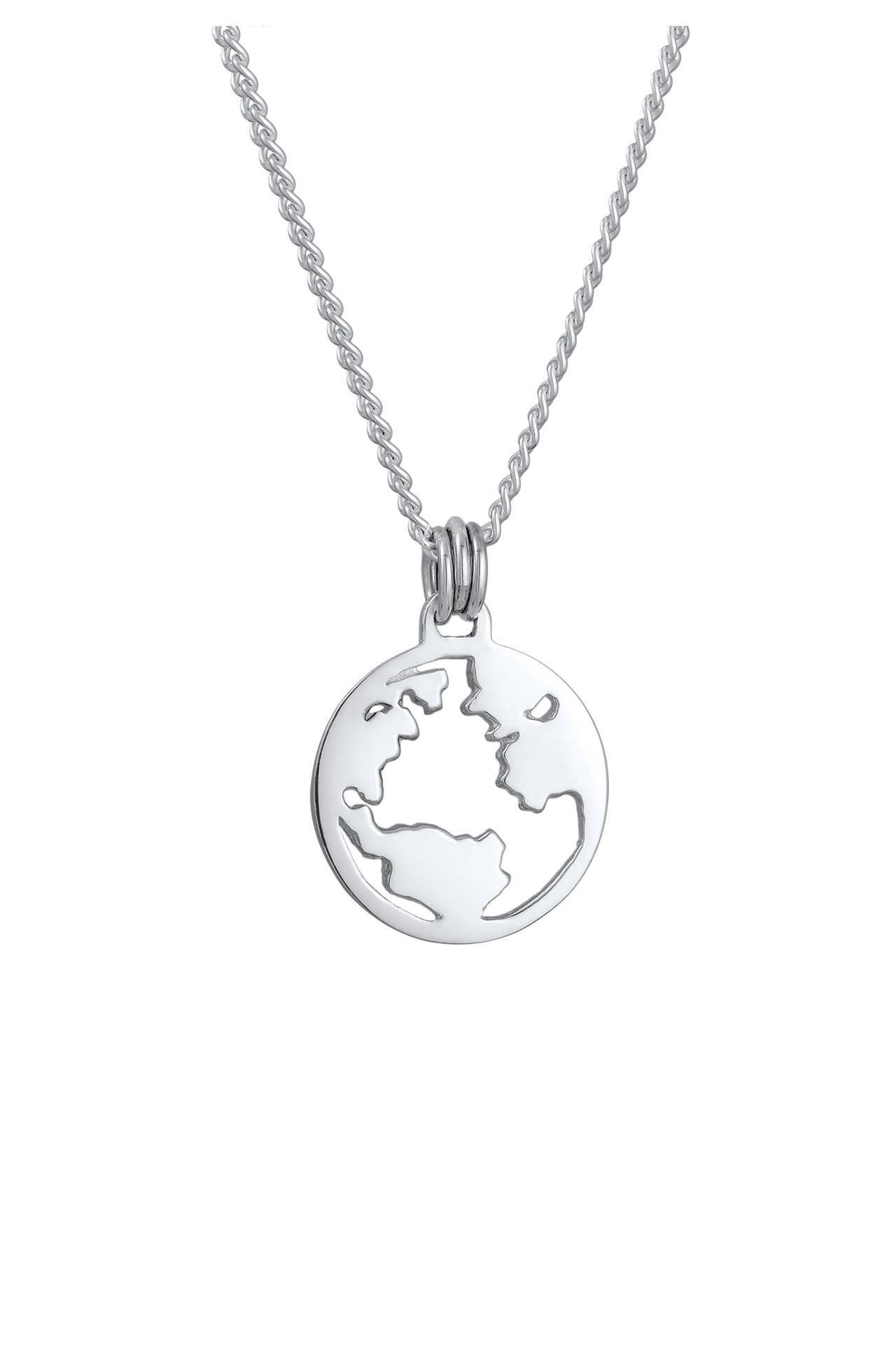 KUZZOI Kette Herren Weltkugel Coin 925 Silber Silber, Bild 1