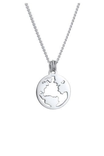 KUZZOI Kette Herren Weltkugel Coin 925 Silber Silber