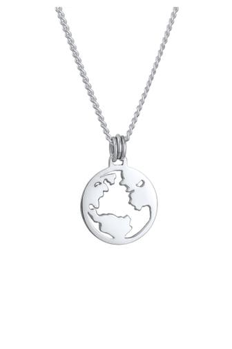 KUZZOI Kette Herren Weltkugel Coin 925 Silber Silber