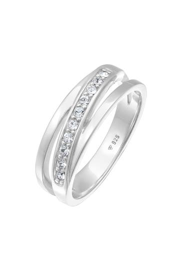 ELLI Ring Bandring Wickelringmit Kristallen von Swarovski® 925 Silber Silber