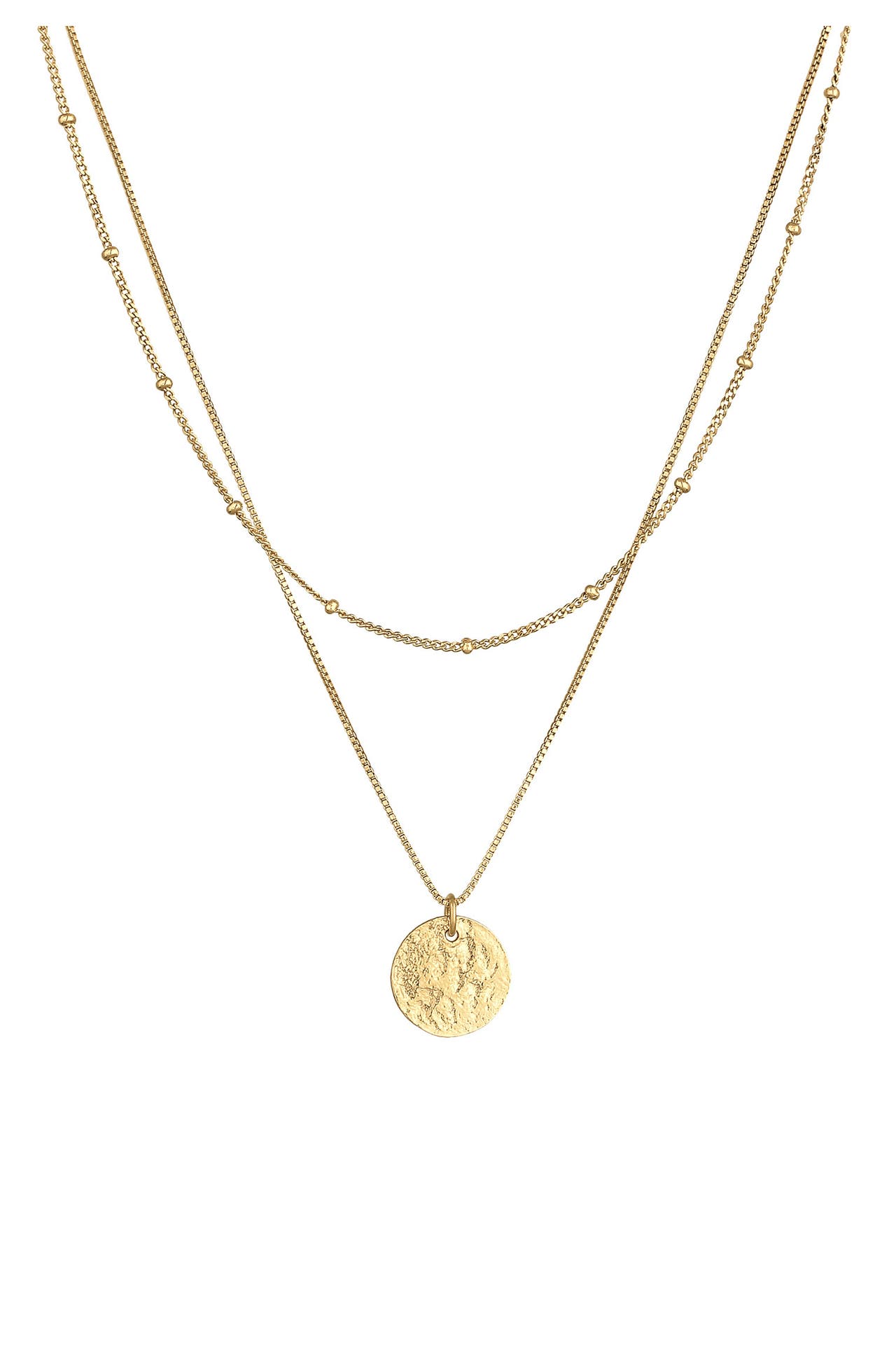 ELLI Kette Layer Plättchen Kugelkette Boho 2-lagig 925 Silber Gold, Bild 1