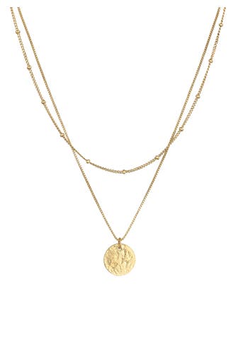 ELLI Kette Layer Plättchen Kugelkette Boho 2-lagig 925 Silber Gold