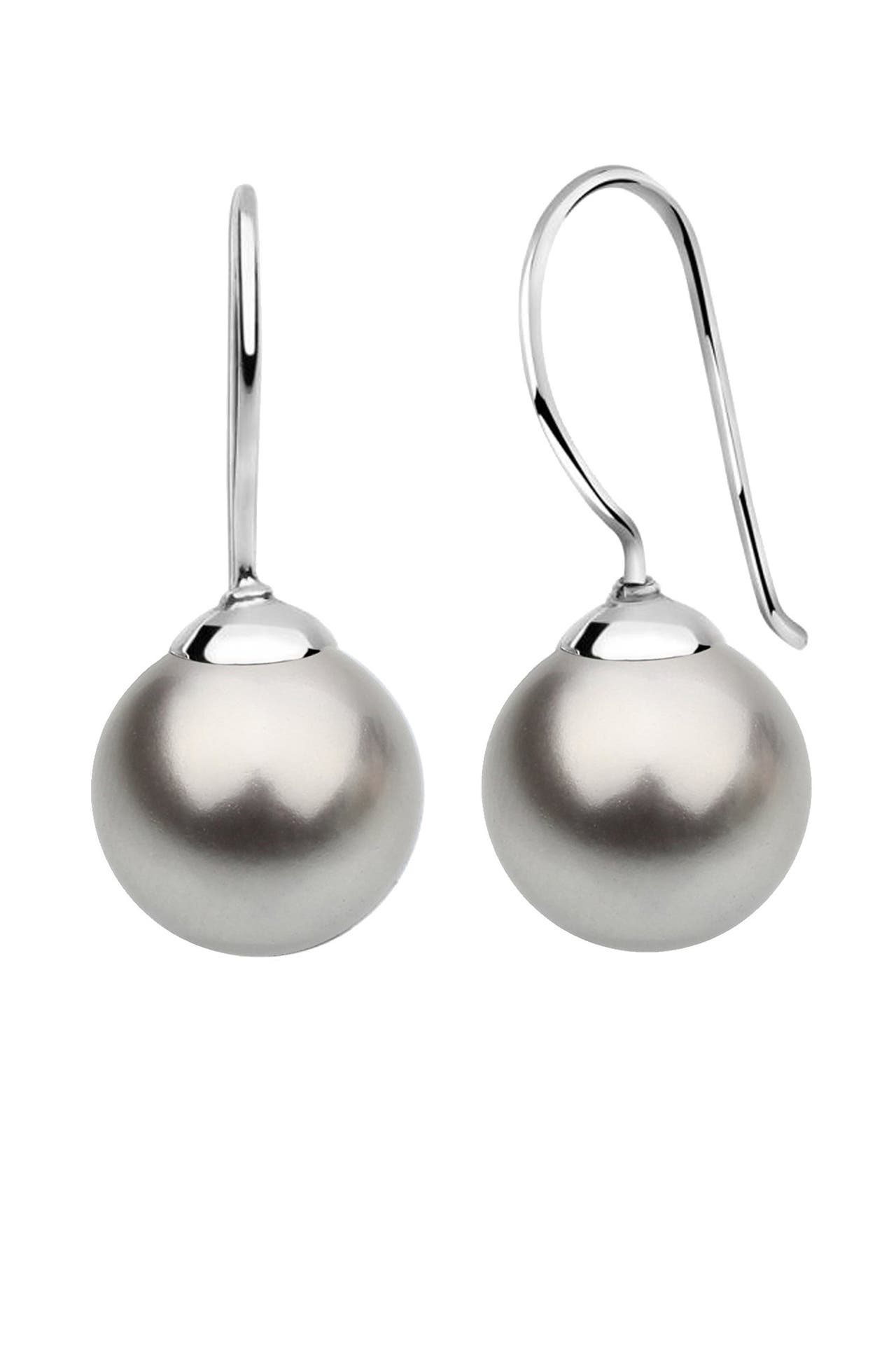 NENALINA Ohrringe Hänger Basic Synthetische Perle 925 Silber Grau, Bild 1
