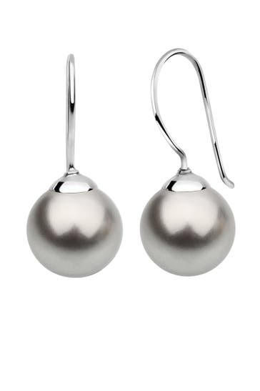 NENALINA Ohrringe Hänger Basic Synthetische Perle 925 Silber Grau