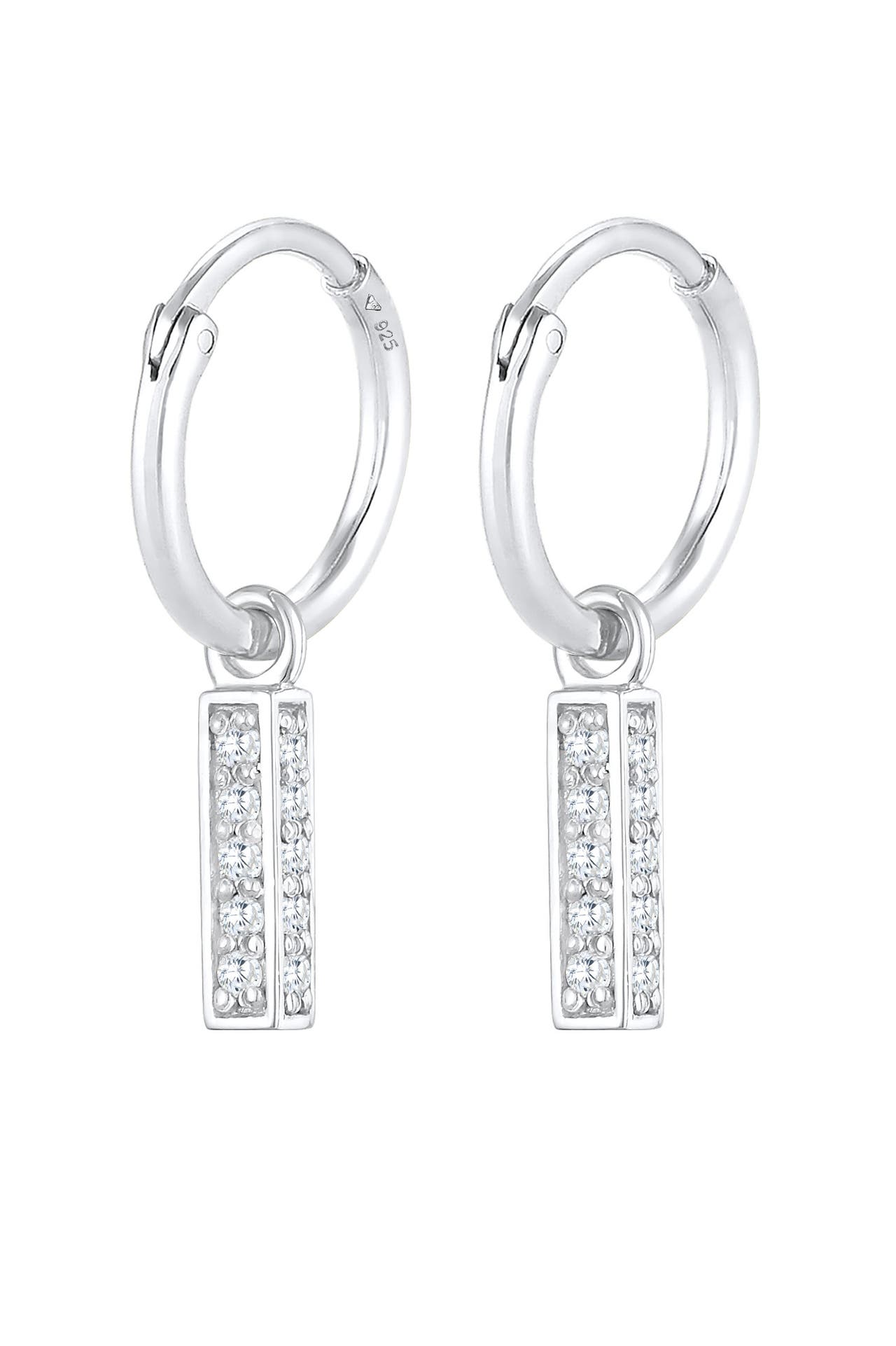 ELLI PREMIUM Ohrringe Creolen Stab Anhänger Zirkonia Trend 925 Silber Silber, Bild 1