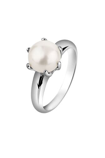 NENALINA Ring Süßwasserzuchtperle Klassik 925 Sterling Silber Silber