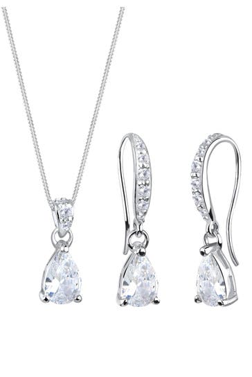 ELLI Schmuckset Ohrhänger und Anhänger mit Zirkonia 925 Sterling Silber Weiß