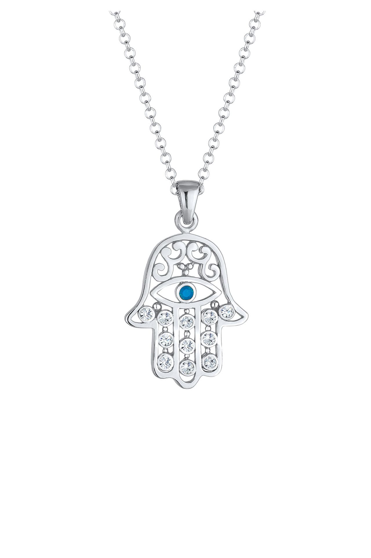ELLI Kette Hamsa Evil Eye Schutzsymbol 925 Silber, mit Kristallen von Swarovski® Silber, Bild 1