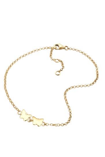 ELLI Fusskettchen Schmetterling 925 Sterling Silber vergoldet Gold