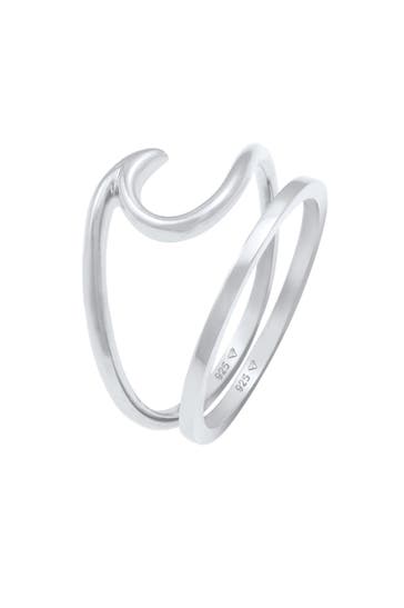 ELLI Ring Wellen Wave Bandring Basic Set (2 tlg) 925 Silber Silber