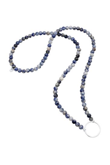 KUZZOI Kette Achat Edelstein Perlen Blau Charm Carrier 925 Sterling Silber Blau