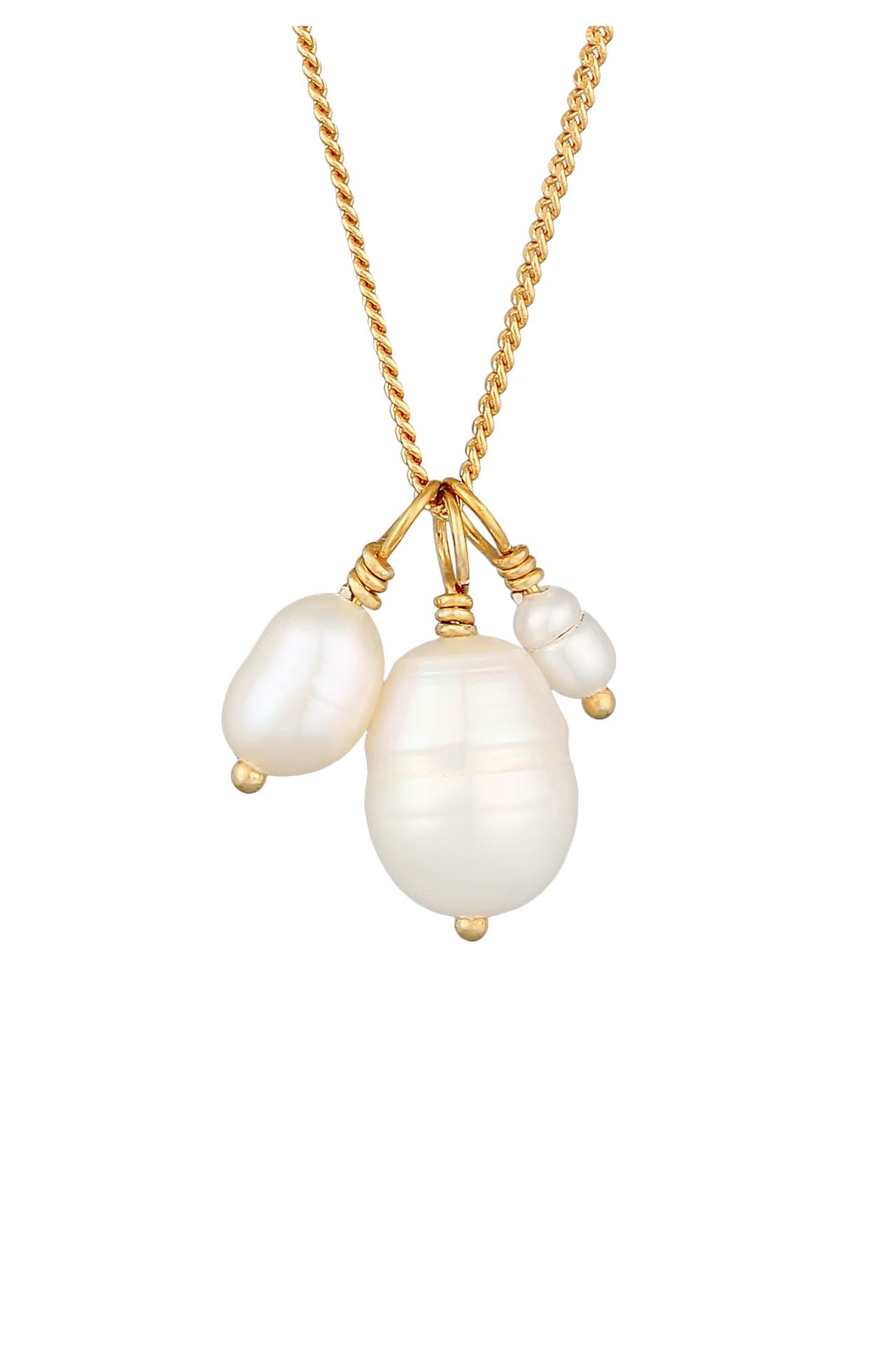 ELLI PREMIUM Kette Anhänger Süßwasserperle Barock 925 Silber Gold, Bild 1