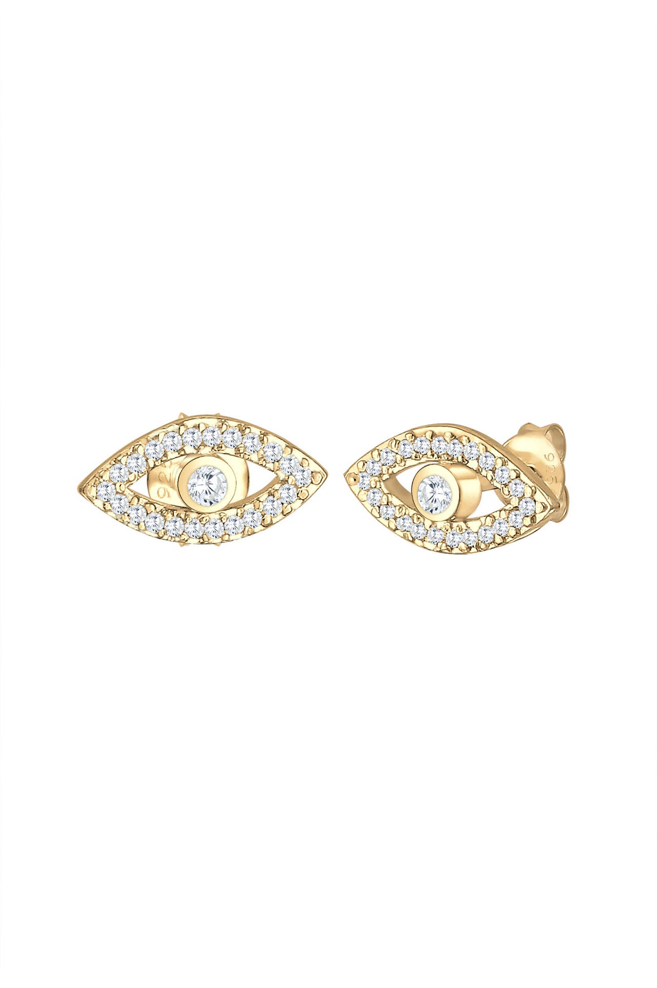 ELLI Ohrringe Ohrstecker Evil Eye Zirkonia Weiß 925 Sterling Silber vergoldet Gold, Bild 1