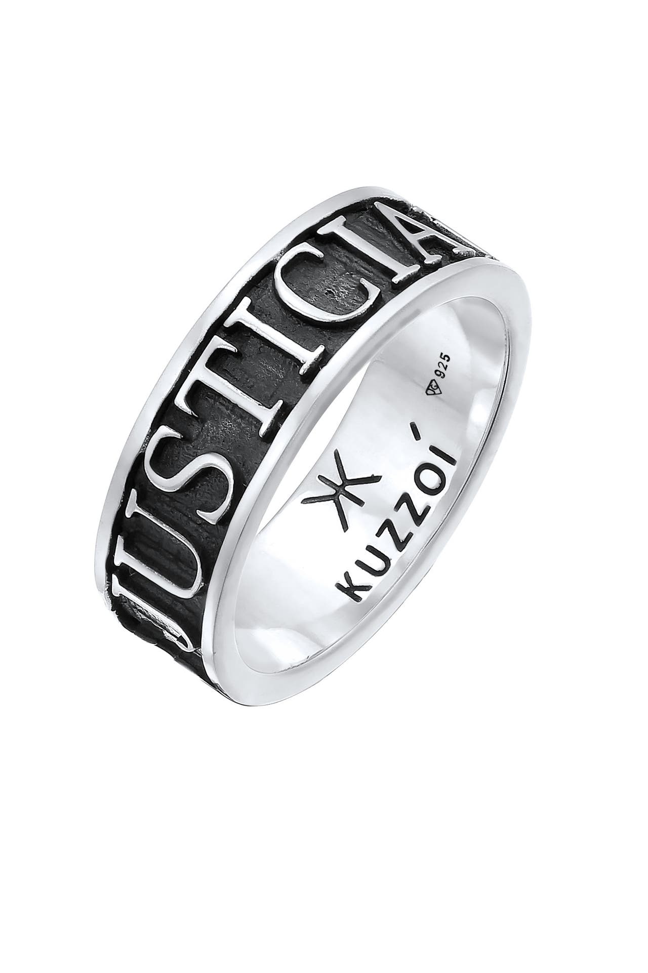 KUZZOI Ring Herren Bandring Schriftzug 925 Silber Grau, Bild 1