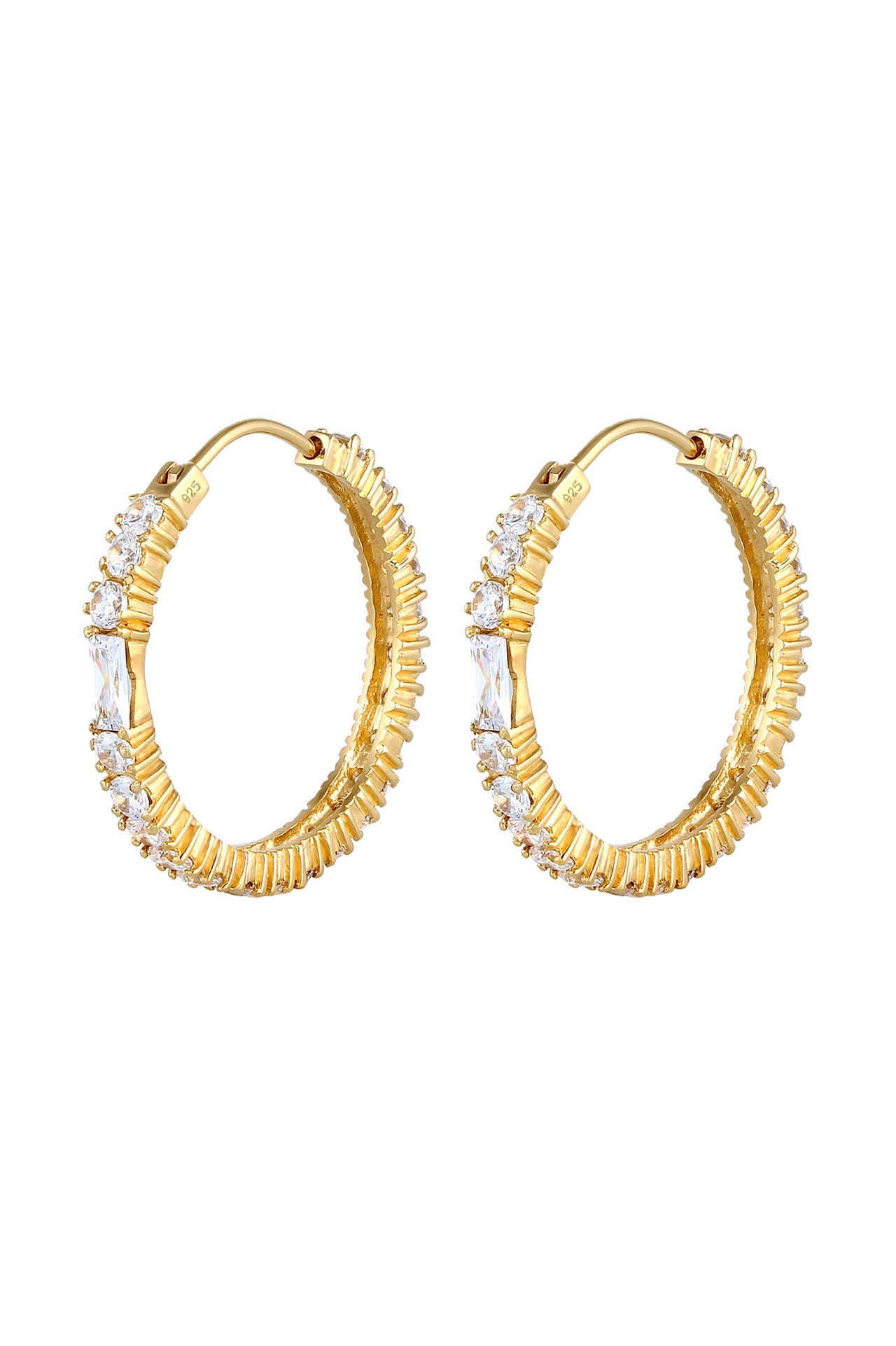 ELLI PREMIUM Ohrringe Creolen Zirkonia Pavé Funkelnd 925 Silber Gold, Bild 1