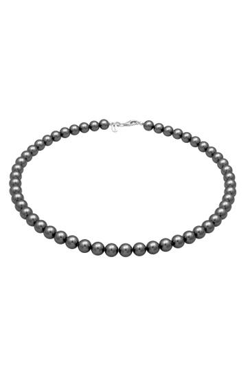 KUZZOI Kette Herren Perlenkette 925 Silber, mit Perlen von Swarovski® Grau