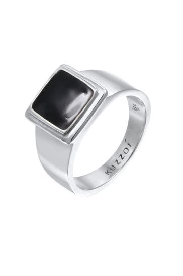 KUZZOI Ring Siegelring Quadrat Emaille 925 Silber