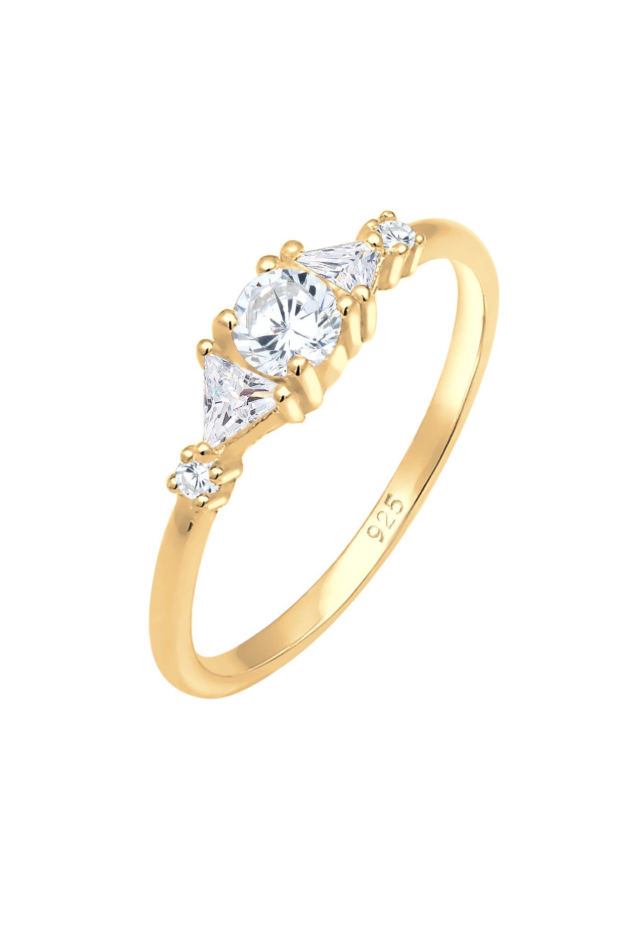 ELLI PREMIUM Ring Triangel Zirkonia 925 Sterling Silber Gold, Bild 1