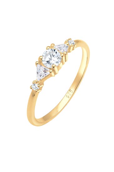 ELLI PREMIUM Ring Triangel Zirkonia 925 Sterling Silber Gold