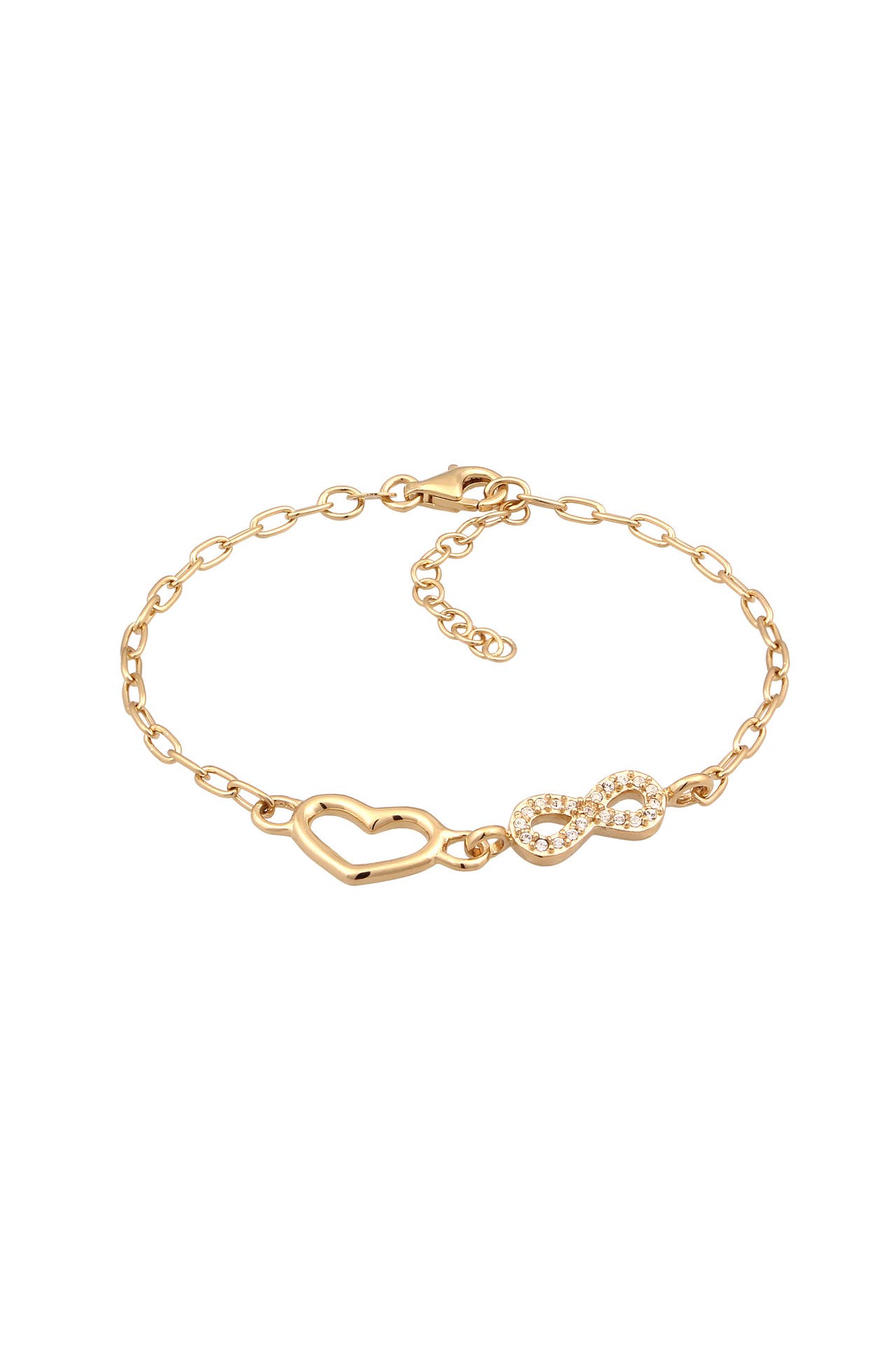 ELLI Armband Herz Infinity Weiß 925 Sterling Silber, mit Kristallen von Swarovski® Gold, Bild 1