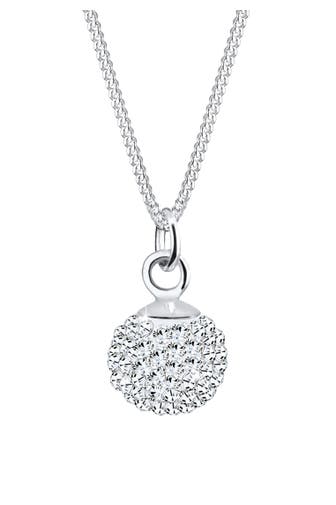 ELLI Kette Anhänger Kugel 925 Silber, mit Kristallen von Swarovski® Weiß