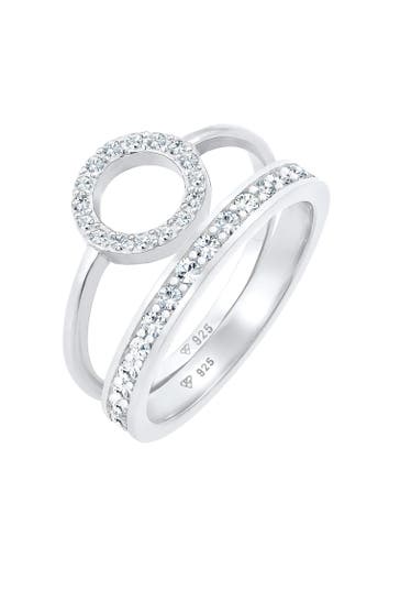 ELLI PREMIUM Ring Set mit Kristallen von Swarovski®925 Silber Silber