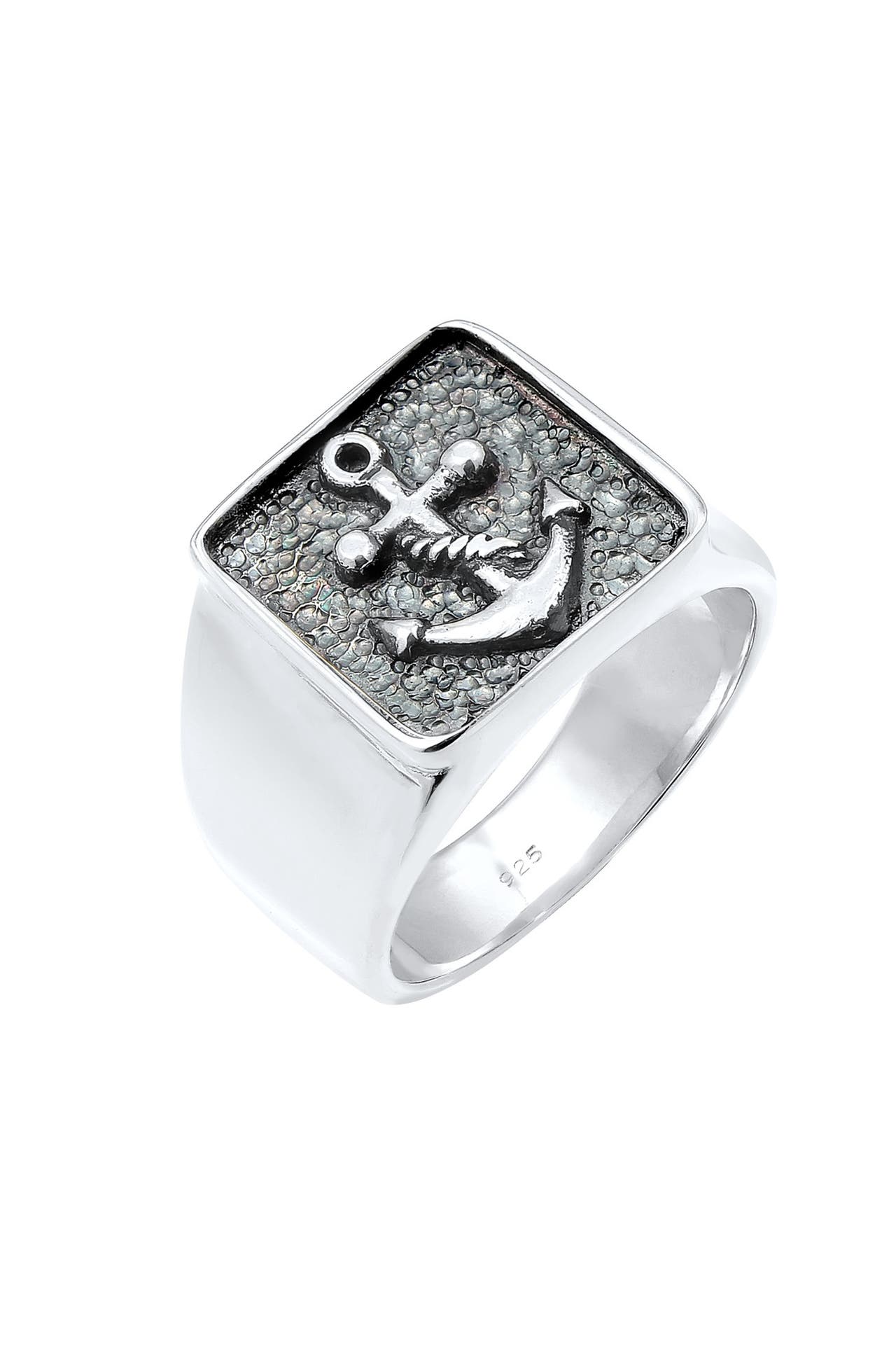 KUZZOI Ring Herren Siegelring Anker Symbol Oxidiert 925 Silber Silber, Bild 1
