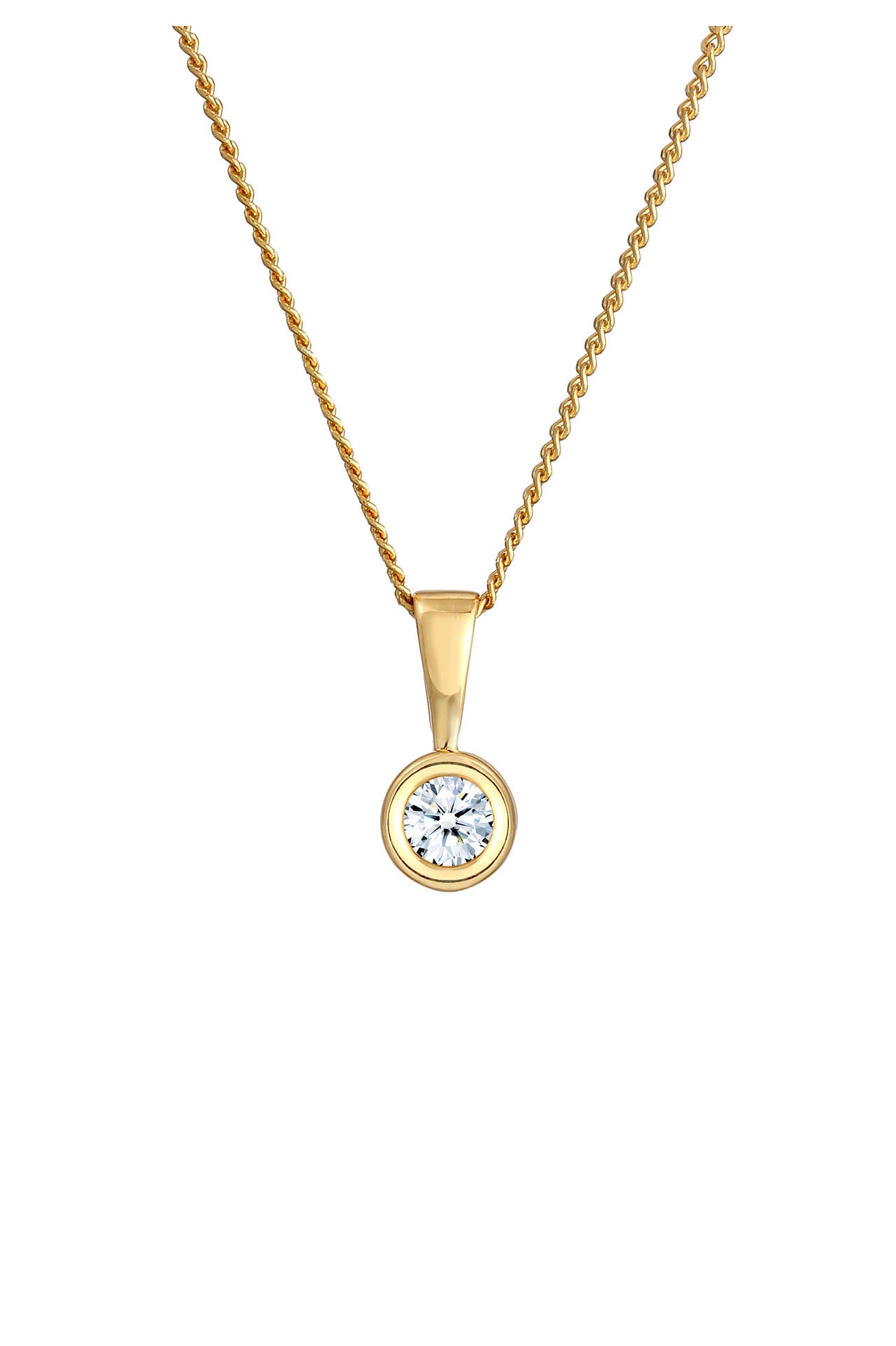 ELLI DIAMONDS Kette Solitär Diamant Weiß Brillantschliff (0.11 ct) 585 Gelbgold Weiß, Bild 1