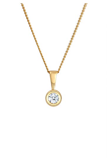 ELLI DIAMONDS Kette Solitär Diamant Weiß Brillantschliff (0.11 ct) 585 Gelbgold Weiß