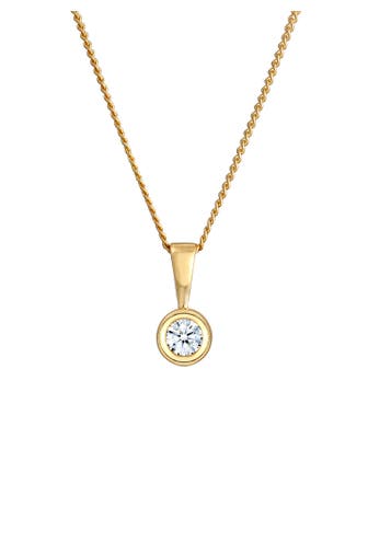 ELLI DIAMONDS Kette Solitär Diamant Weiß Brillantschliff (0.11 ct) 585 Gelbgold Weiß