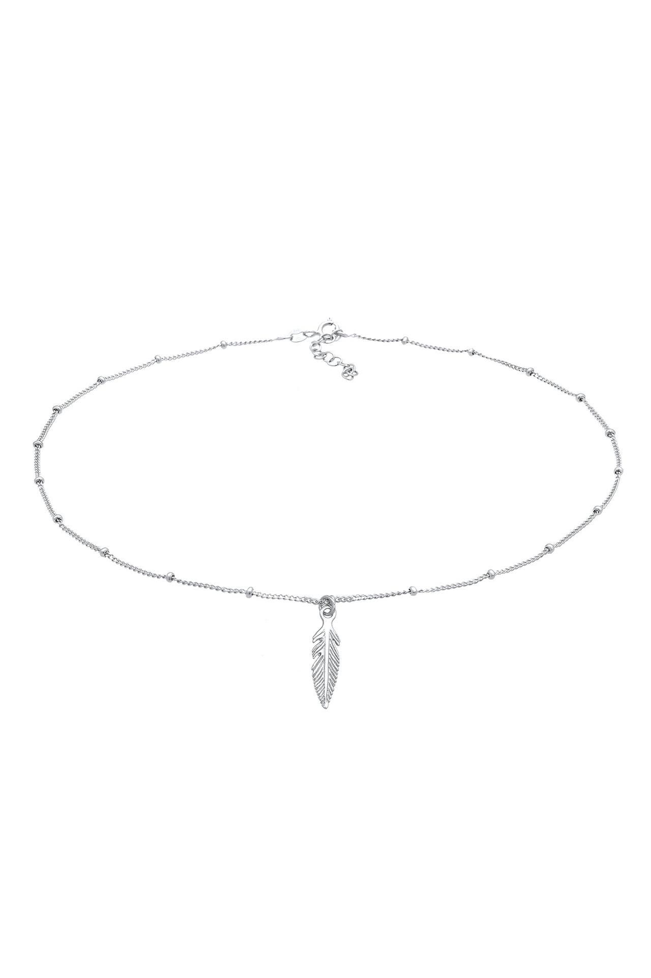 ELLI Kette Basic Choker Kugelkette Feder Boho 925 Silber Silber, Bild 1