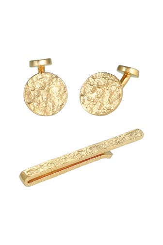 KUZZOI Krawatten & Fliegen Manschettenknöpfe Krawattennadel Struktur Silber Gold