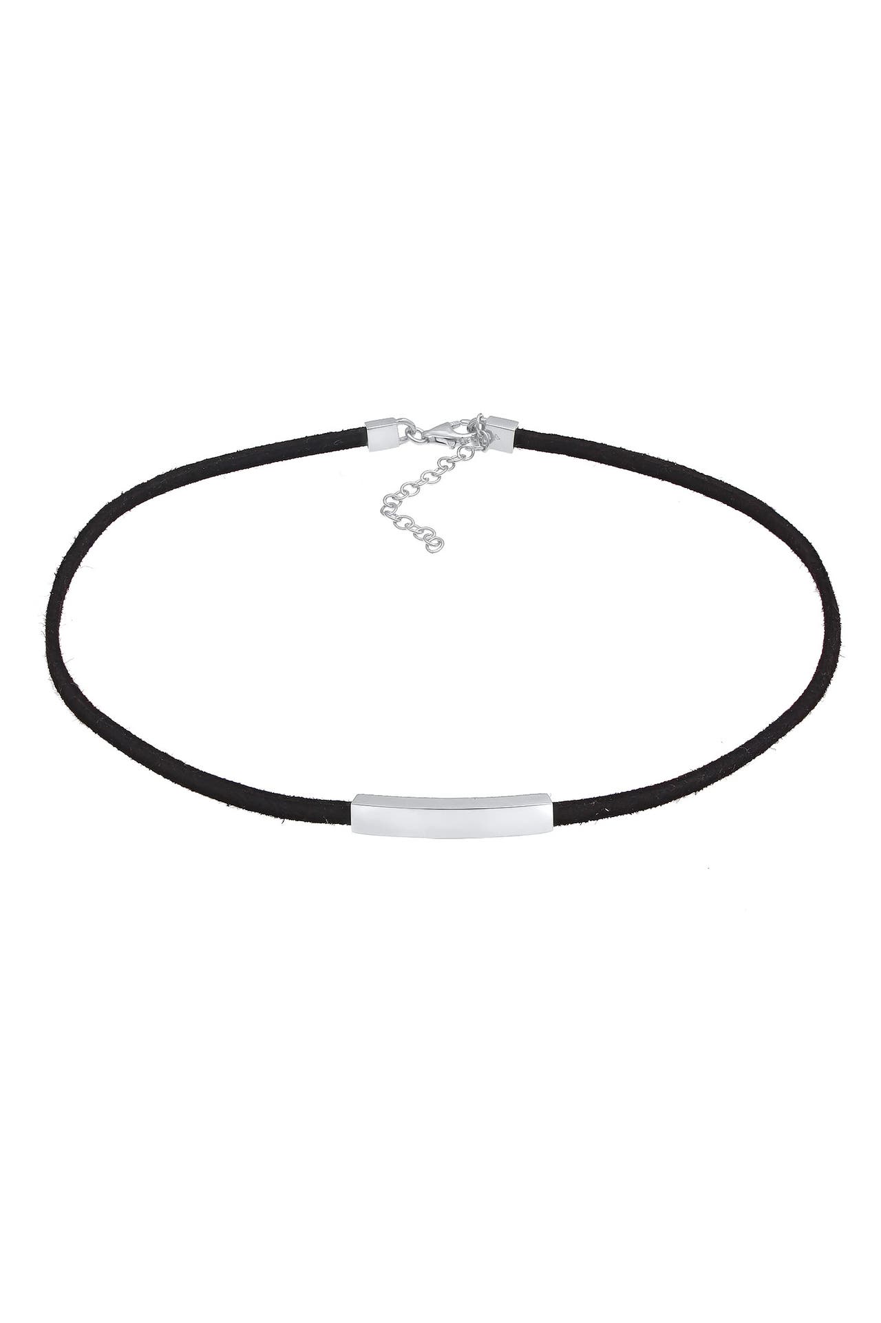 ELLI Kette Textil Choker Band Platte Schwarz 925 Silber Silber, Bild 1