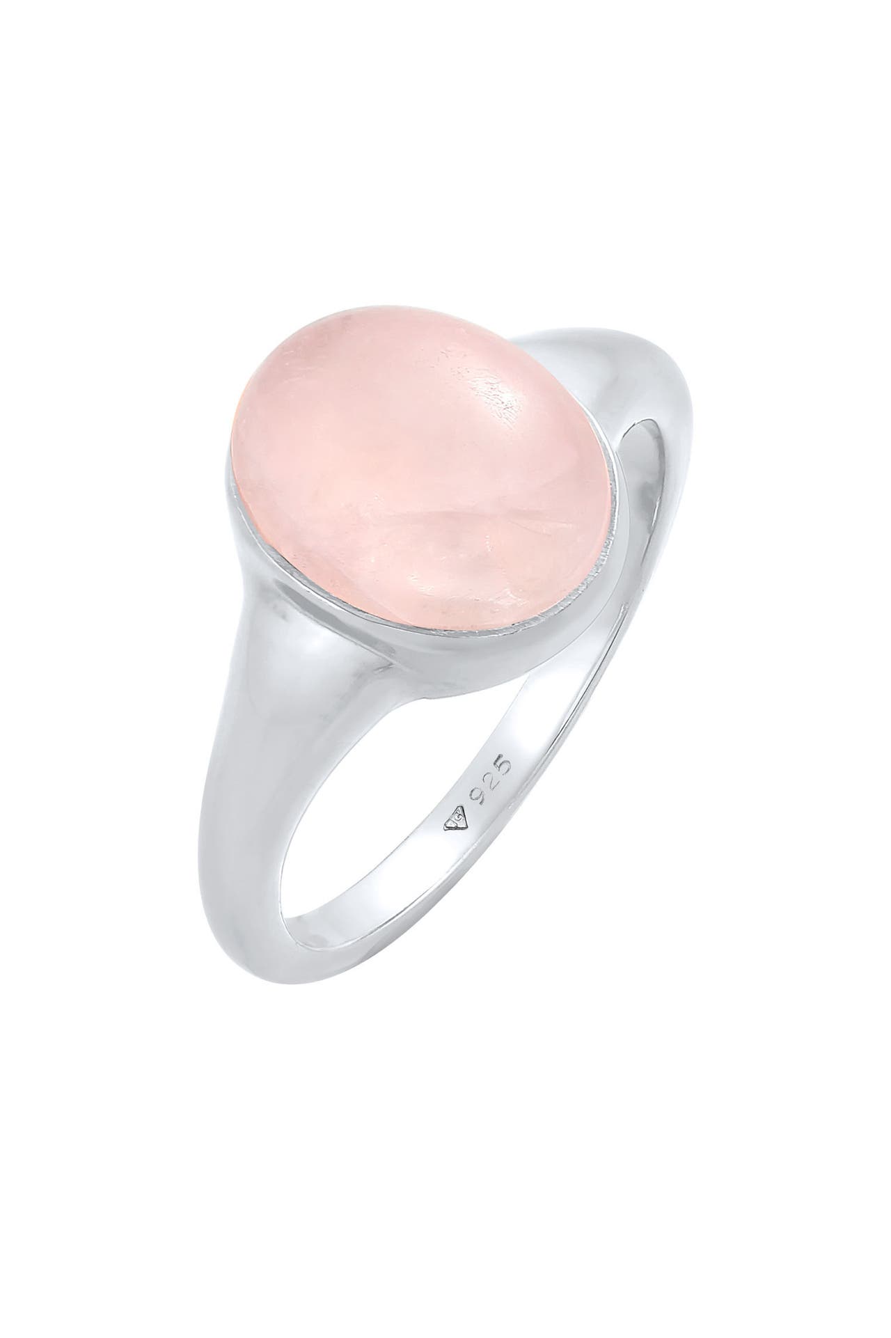 ELLI Ring Siegelring Rosa Quarz Edelstein Oval 925 Silber Silber, Bild 1
