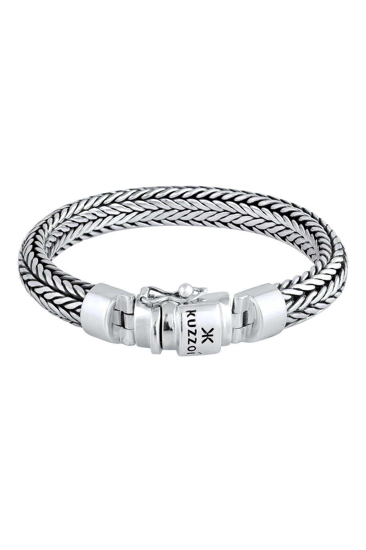 KUZZOI Armband Herren Kastenverschluss Zopfglieder 925er Silber Silber, Bild 1