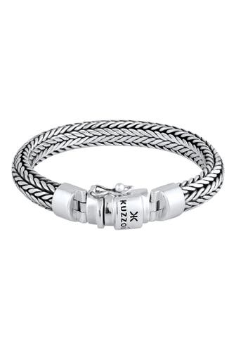 KUZZOI Armband Herren Kastenverschluss Zopfglieder 925er Silber Silber