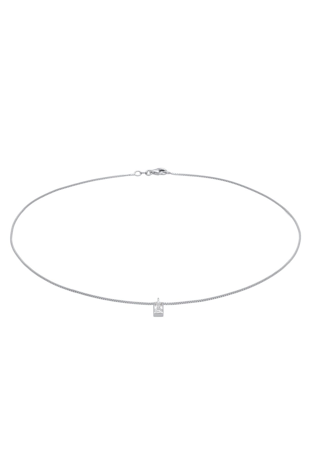ELLI Kette Zirkonia Solitär Baguetteschliff 925 Silber Silber, Bild 1