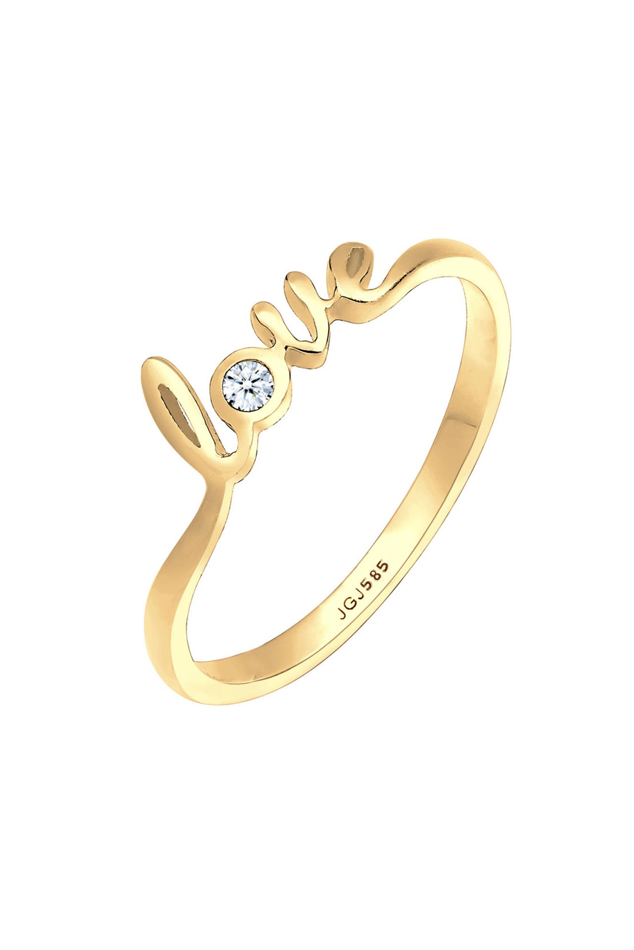 ELLI DIAMONDS Ring Love-Schriftzug Diamant Weiß (0,03 ct) 585 Gelbgold Gold, Bild 1