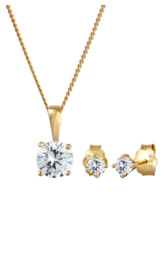 ELLI PREMIUM Schmuckset Zirkonia 585 Gelbgold Weiß