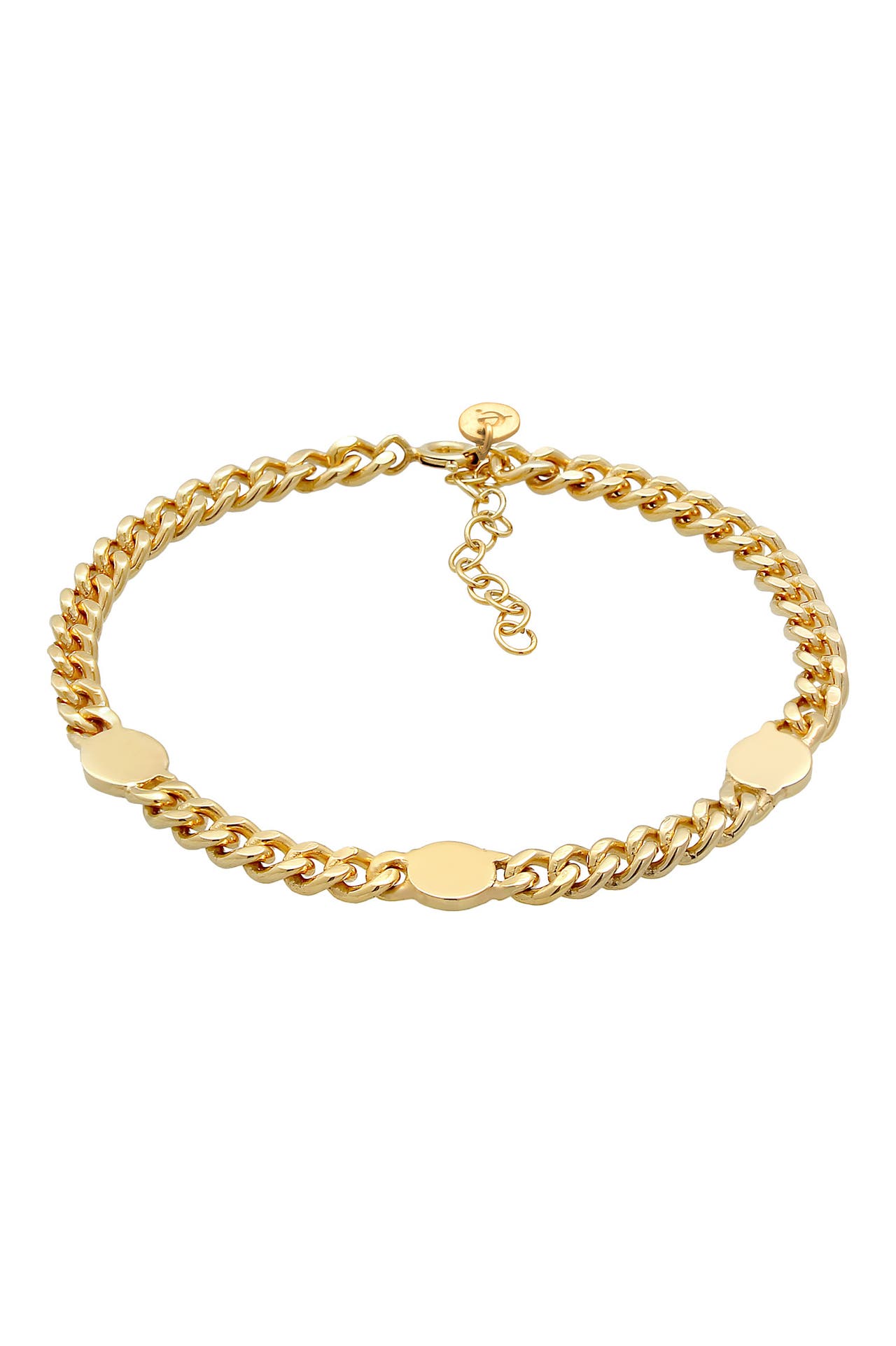 ELLI PREMIUM Armband Panzerkette Chunky Chain Plättchen Disc 925 Silber Gold, Bild 1