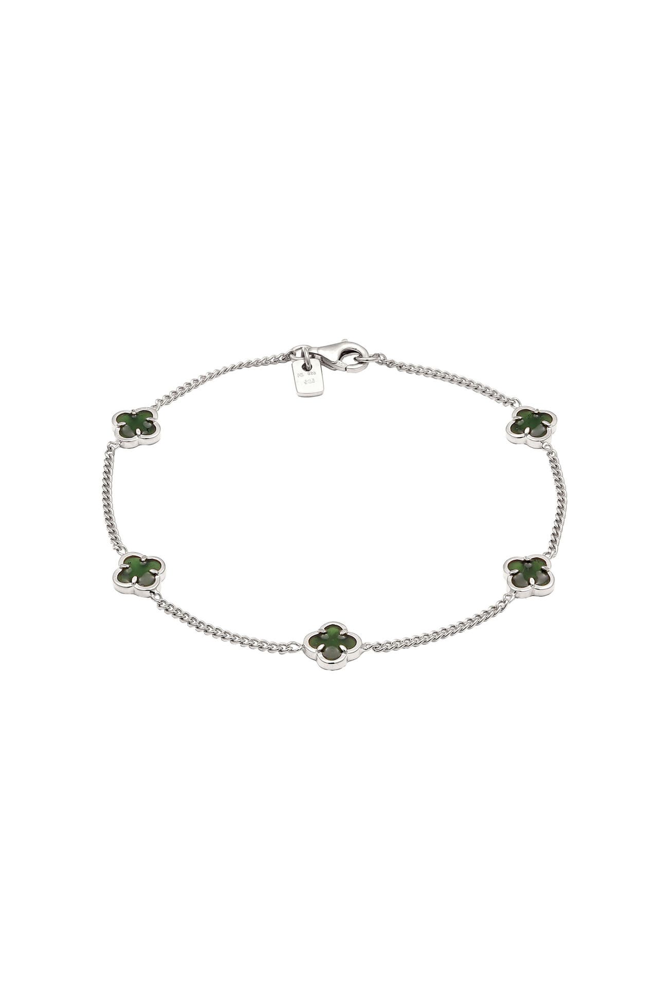 KUZZOI Armband Kleeblatt Emaille 925 Sterling Silber vergoldet Silber, Bild 1