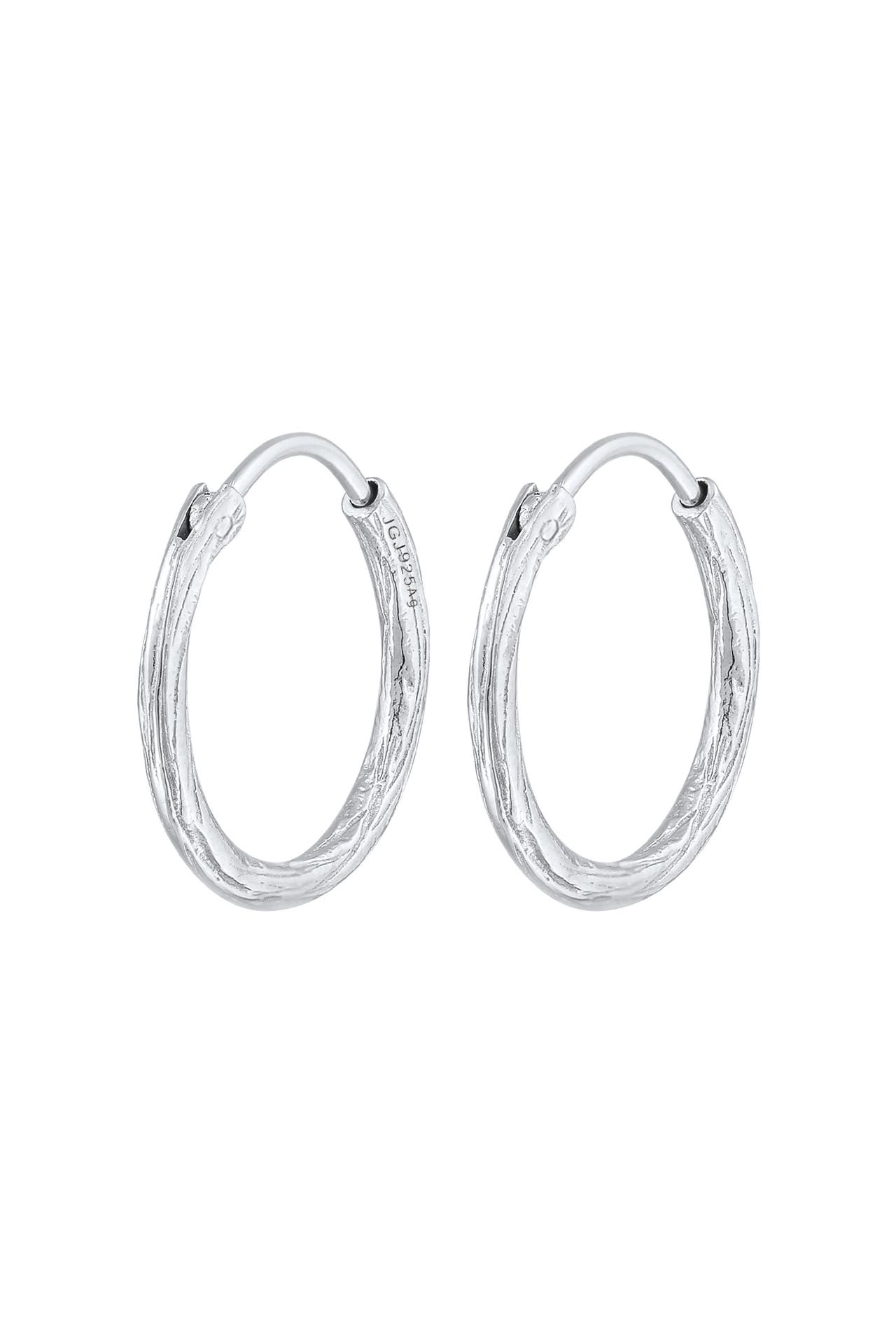 ELLI Ohrringe Creole Casual Raues Finish 925 Silber Silber, Bild 1